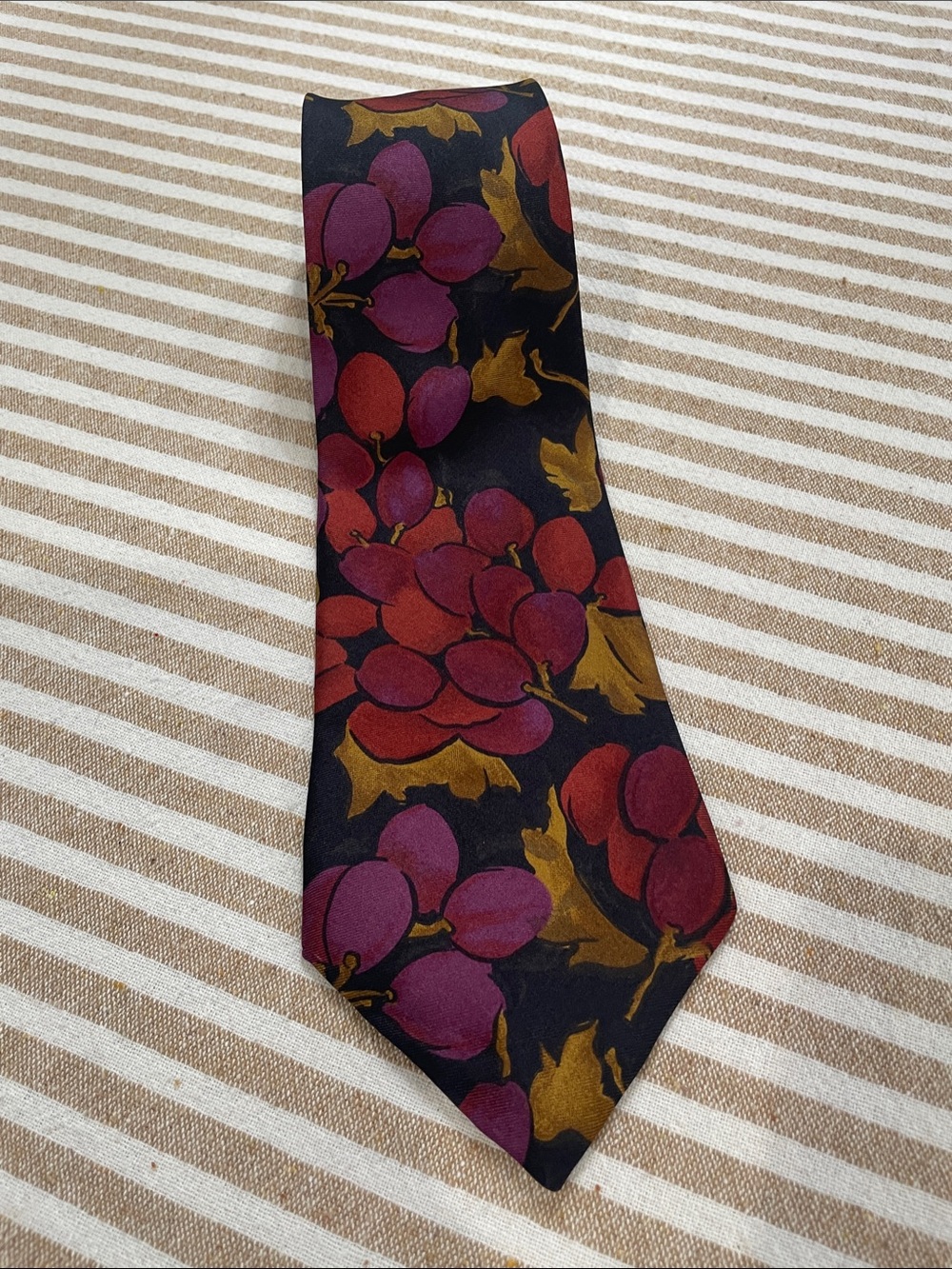 Halston Heritage Floral-Print Silk Tie in Black, Red, Purple & Gold